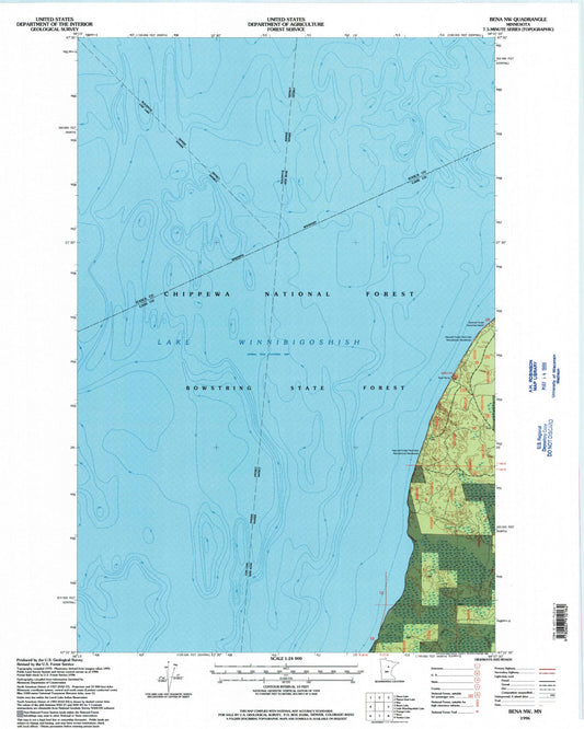 Classic USGS Bena NW Minnesota 7.5'x7.5' Topo Map Image