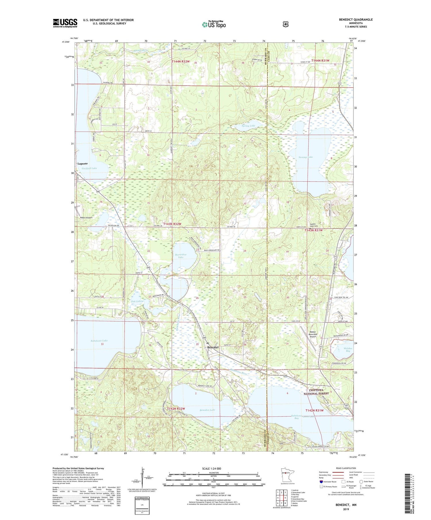 Benedict Minnesota US Topo Map Image