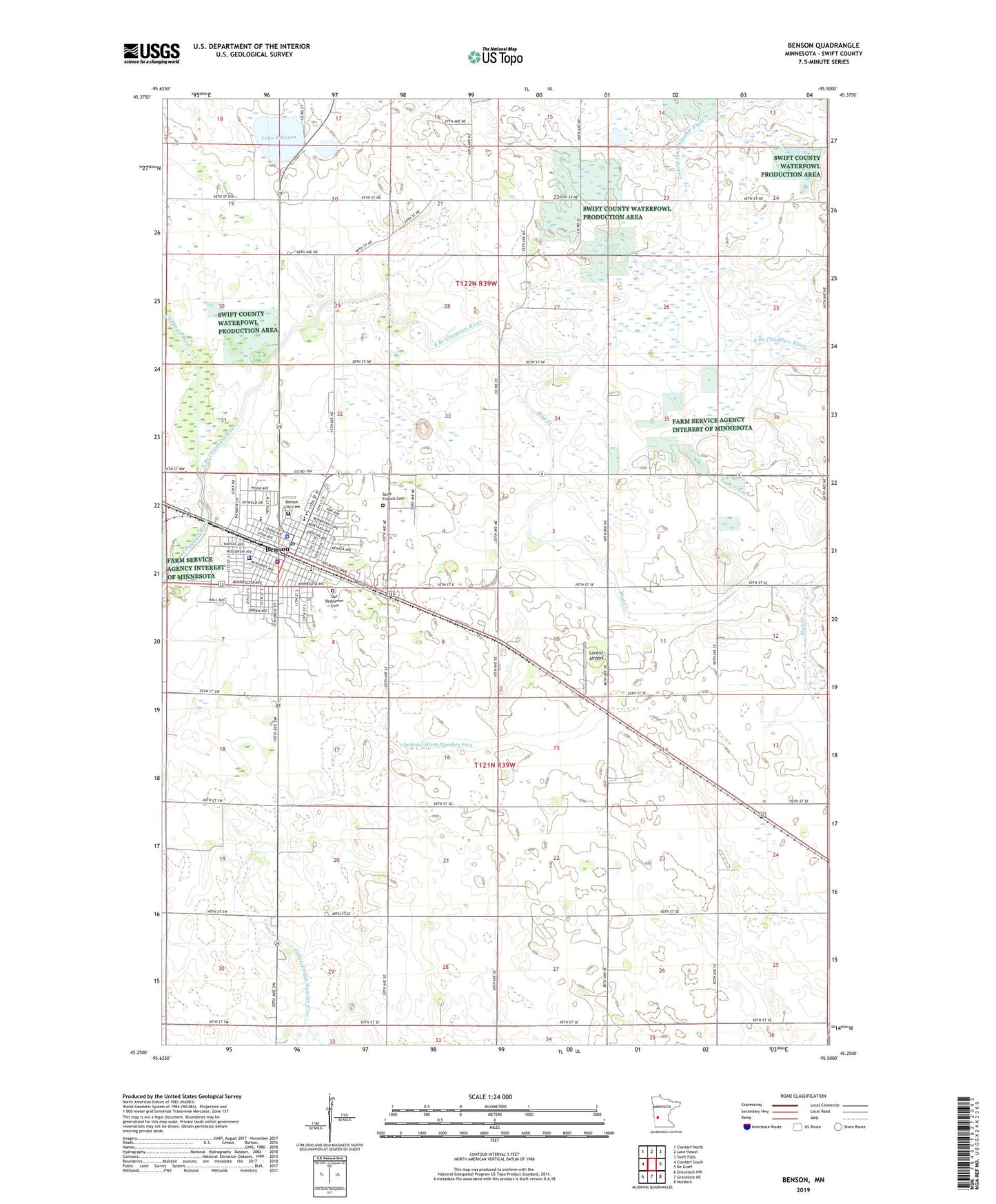 Benson Minnesota US Topo Map Image