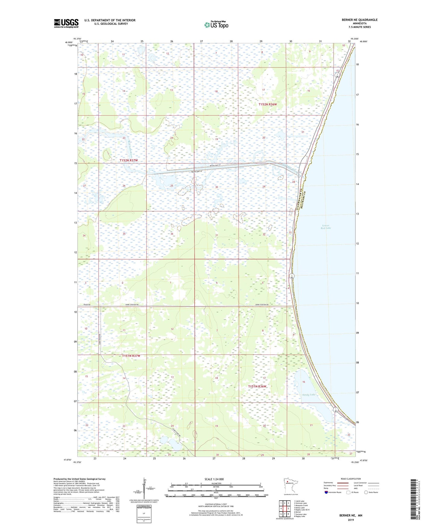 Berner NE Minnesota US Topo Map Image