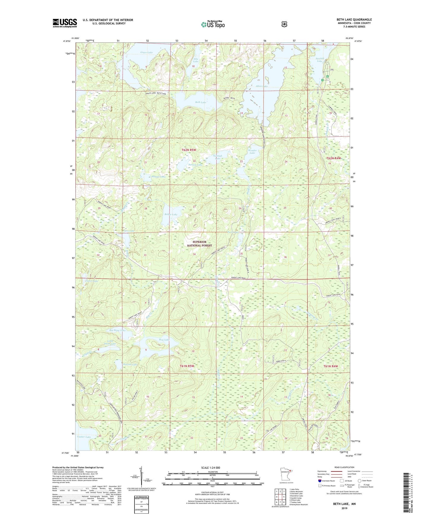 Beth Lake Minnesota US Topo Map Image