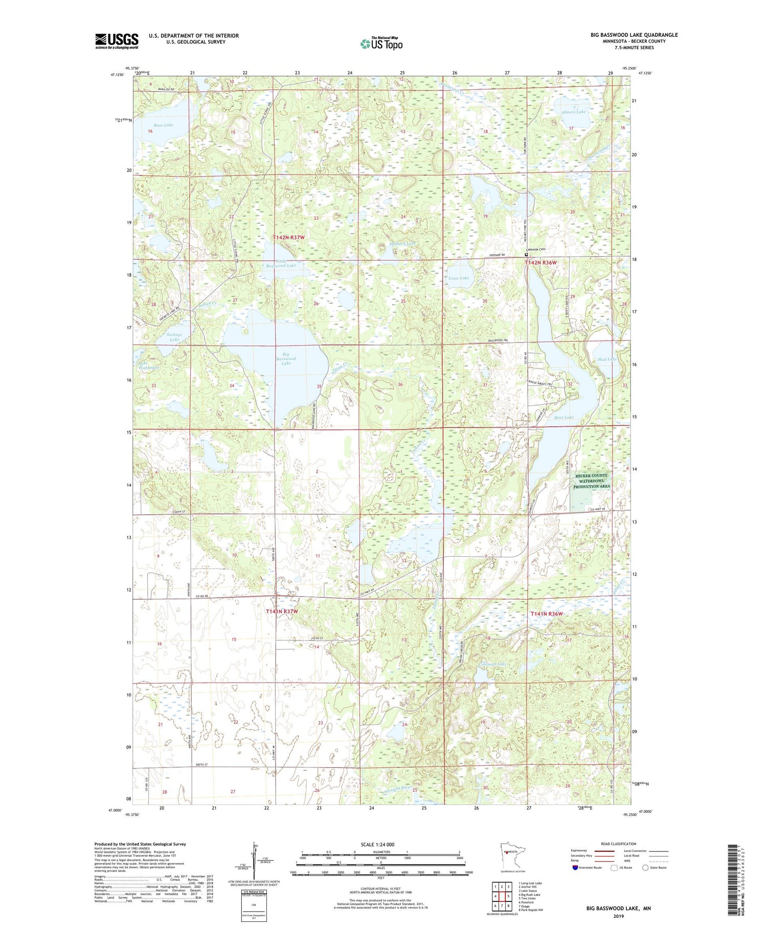 Big Basswood Lake Minnesota US Topo Map Image