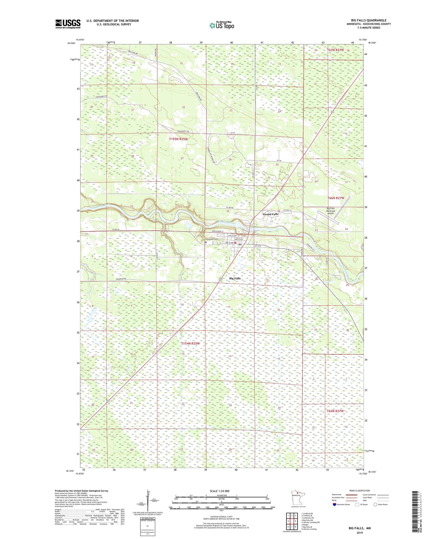 Big Falls Minnesota US Topo Map Image