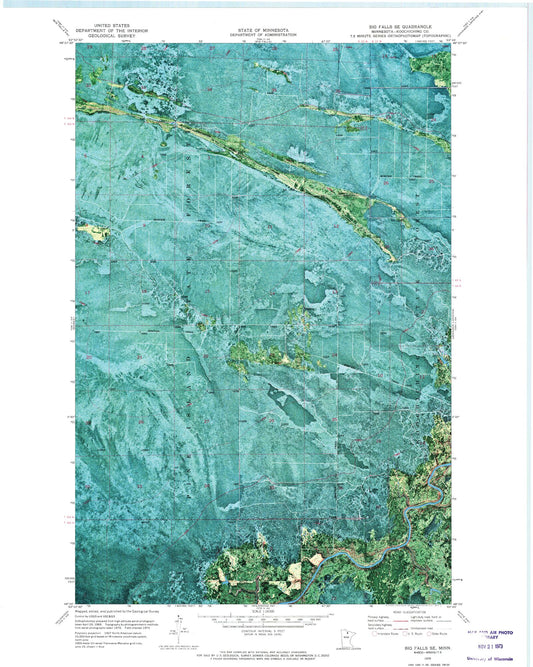 Classic USGS Big Falls SE Minnesota 7.5'x7.5' Topo Map Image