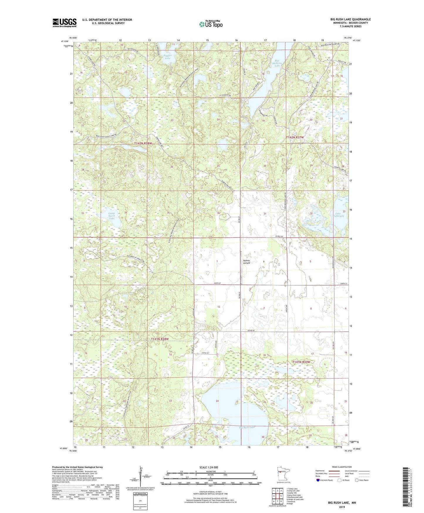 Big Rush Lake Minnesota US Topo Map Image