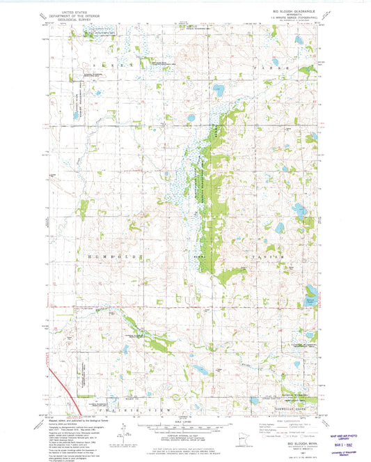 Classic USGS Big Slough Minnesota 7.5'x7.5' Topo Map Image