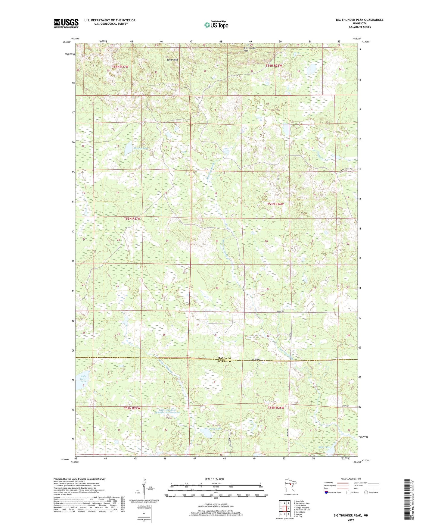 Big Thunder Peak Minnesota US Topo Map Image