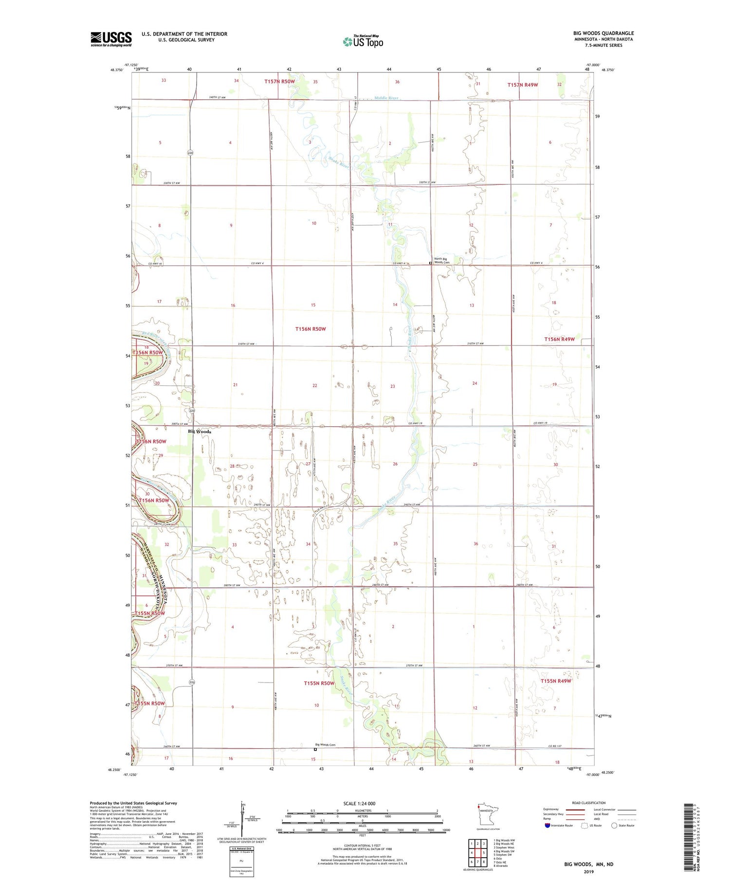 Big Woods Minnesota US Topo Map Image
