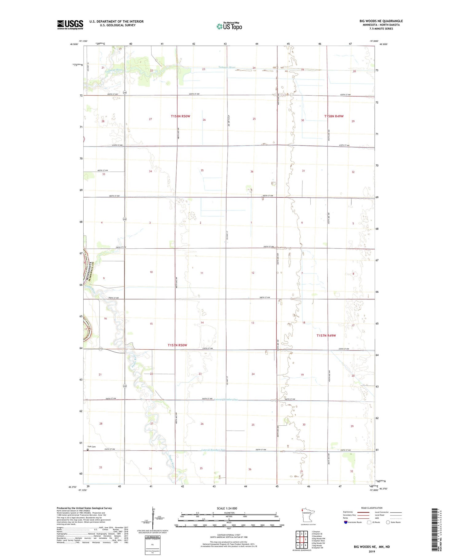 Big Woods NE Minnesota US Topo Map Image