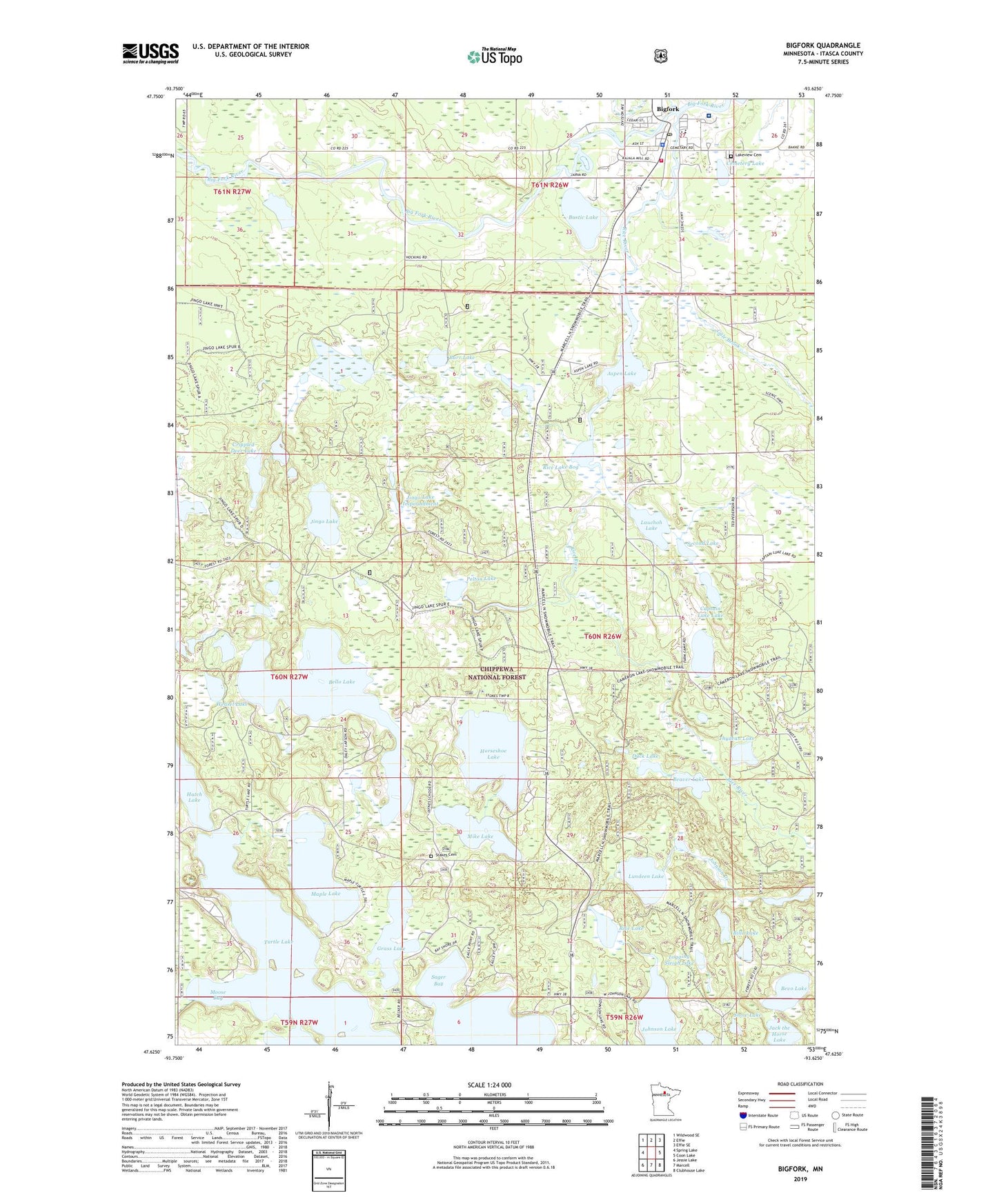 Bigfork Minnesota US Topo Map Image