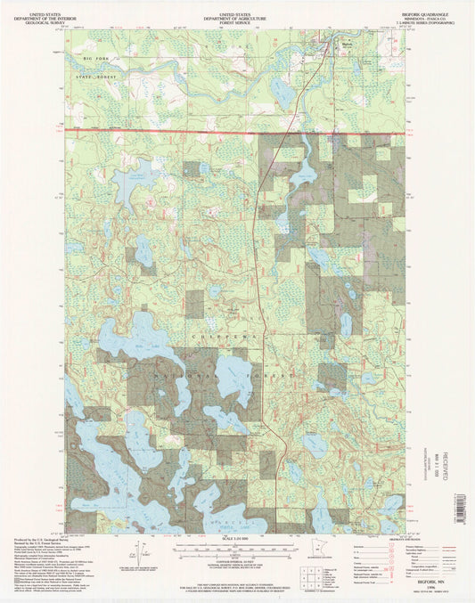 Classic USGS Bigfork Minnesota 7.5'x7.5' Topo Map Image