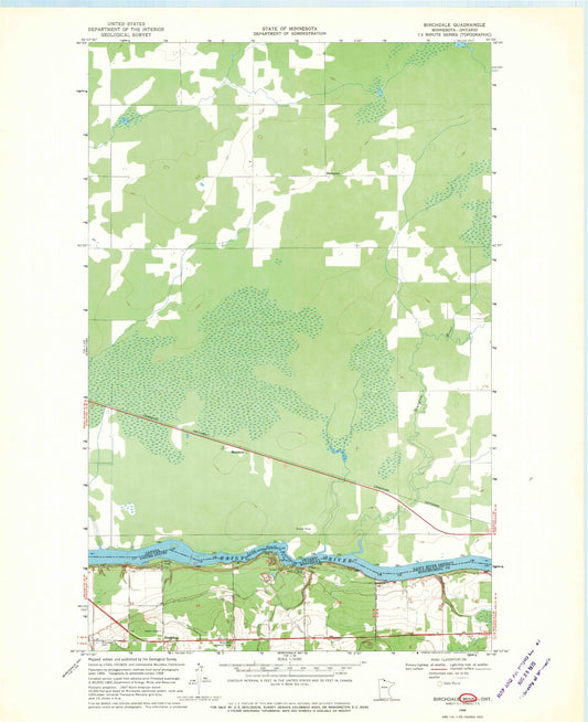 Classic USGS Birchdale Minnesota 7.5'x7.5' Topo Map Image
