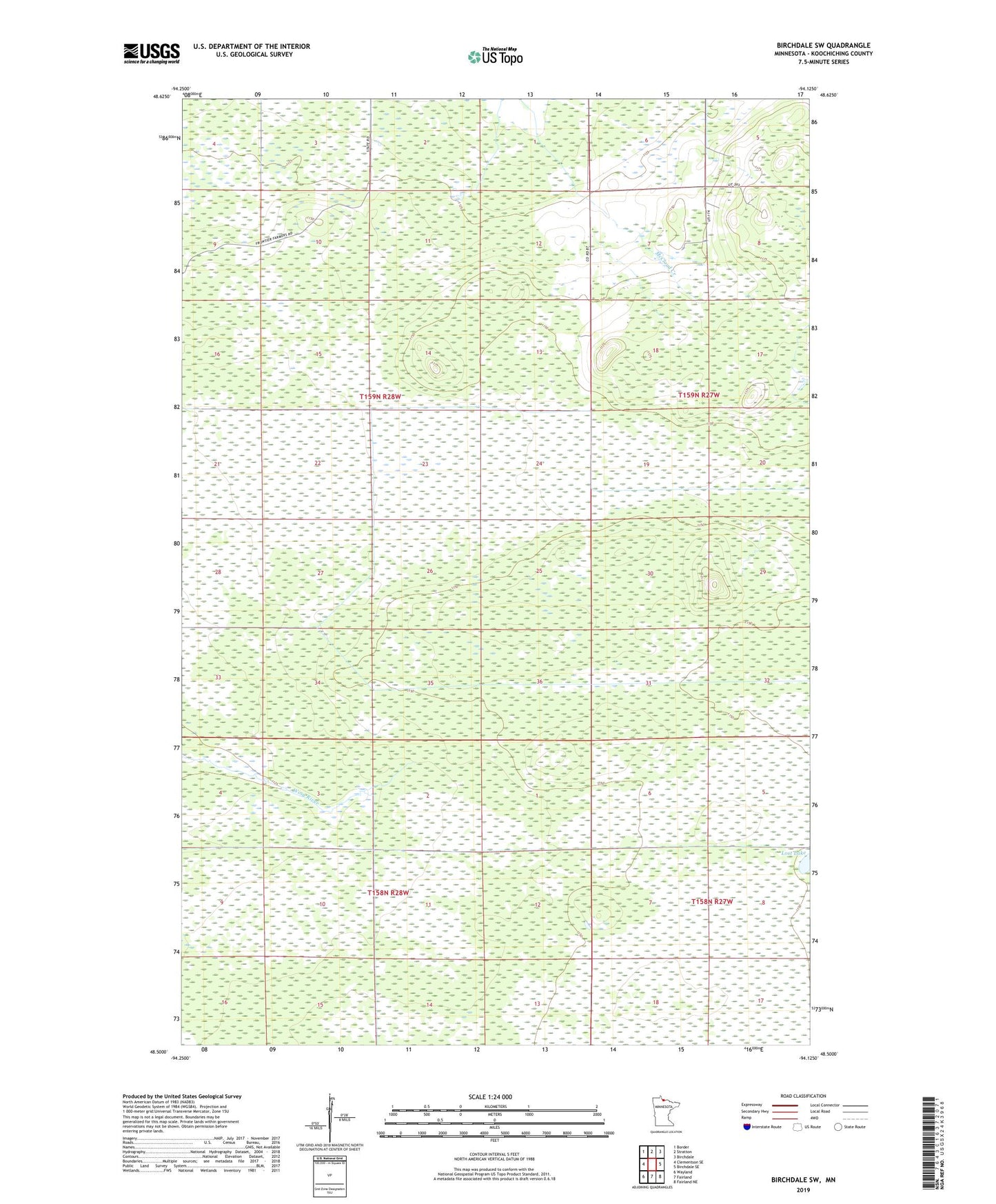 Birchdale SW Minnesota US Topo Map Image