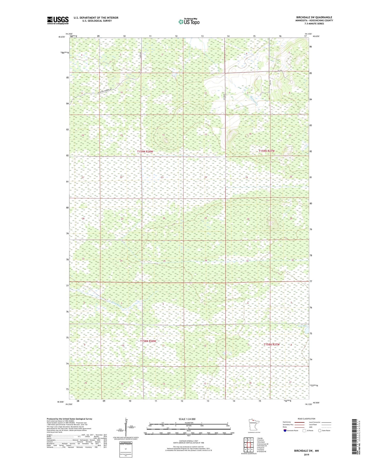 Birchdale SW Minnesota US Topo Map Image