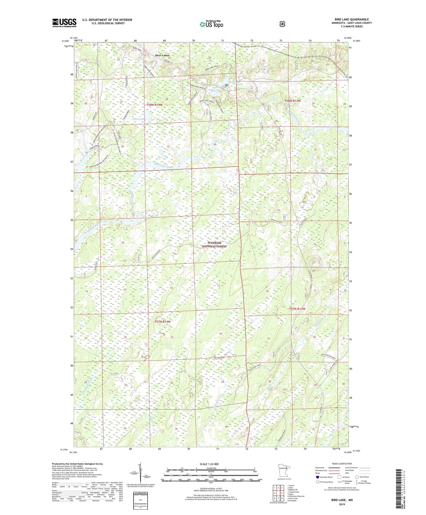Bird Lake Minnesota US Topo Map Image