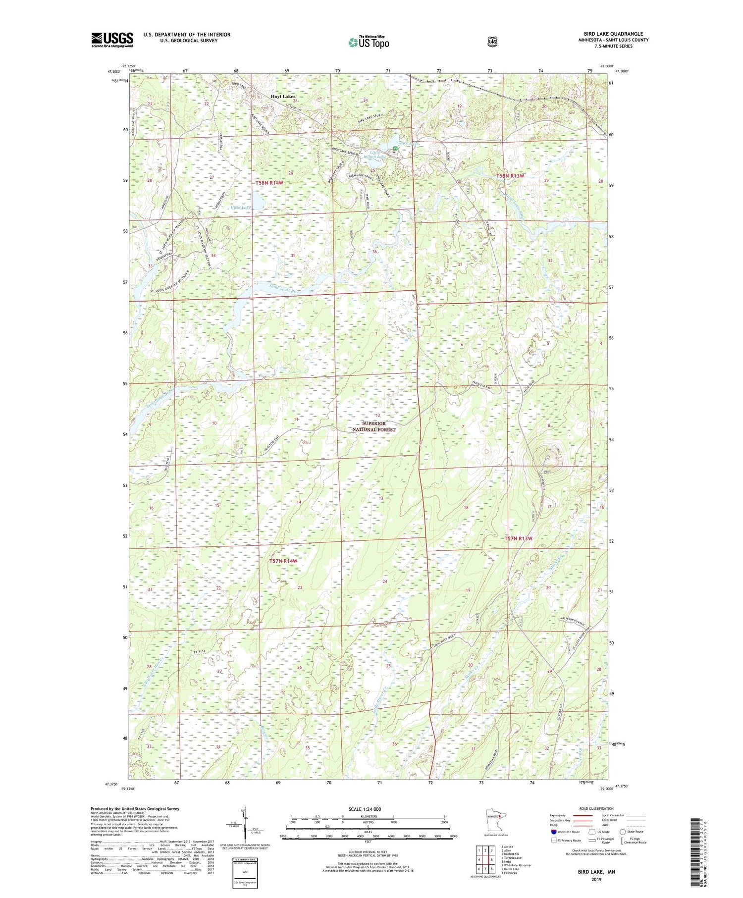 Bird Lake Minnesota US Topo Map Image