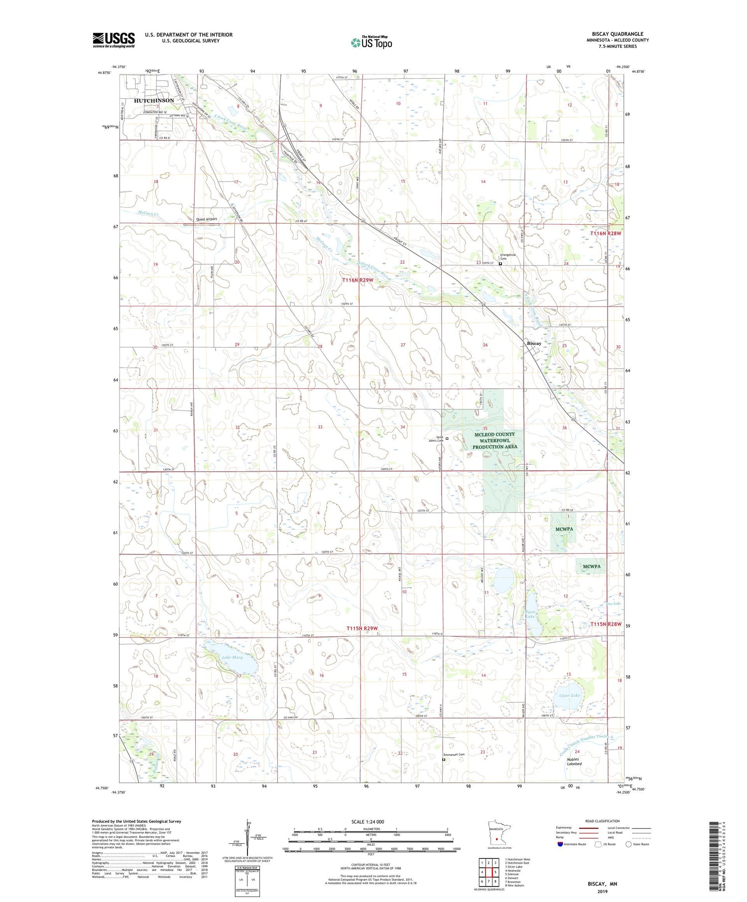 Biscay Minnesota US Topo Map Image