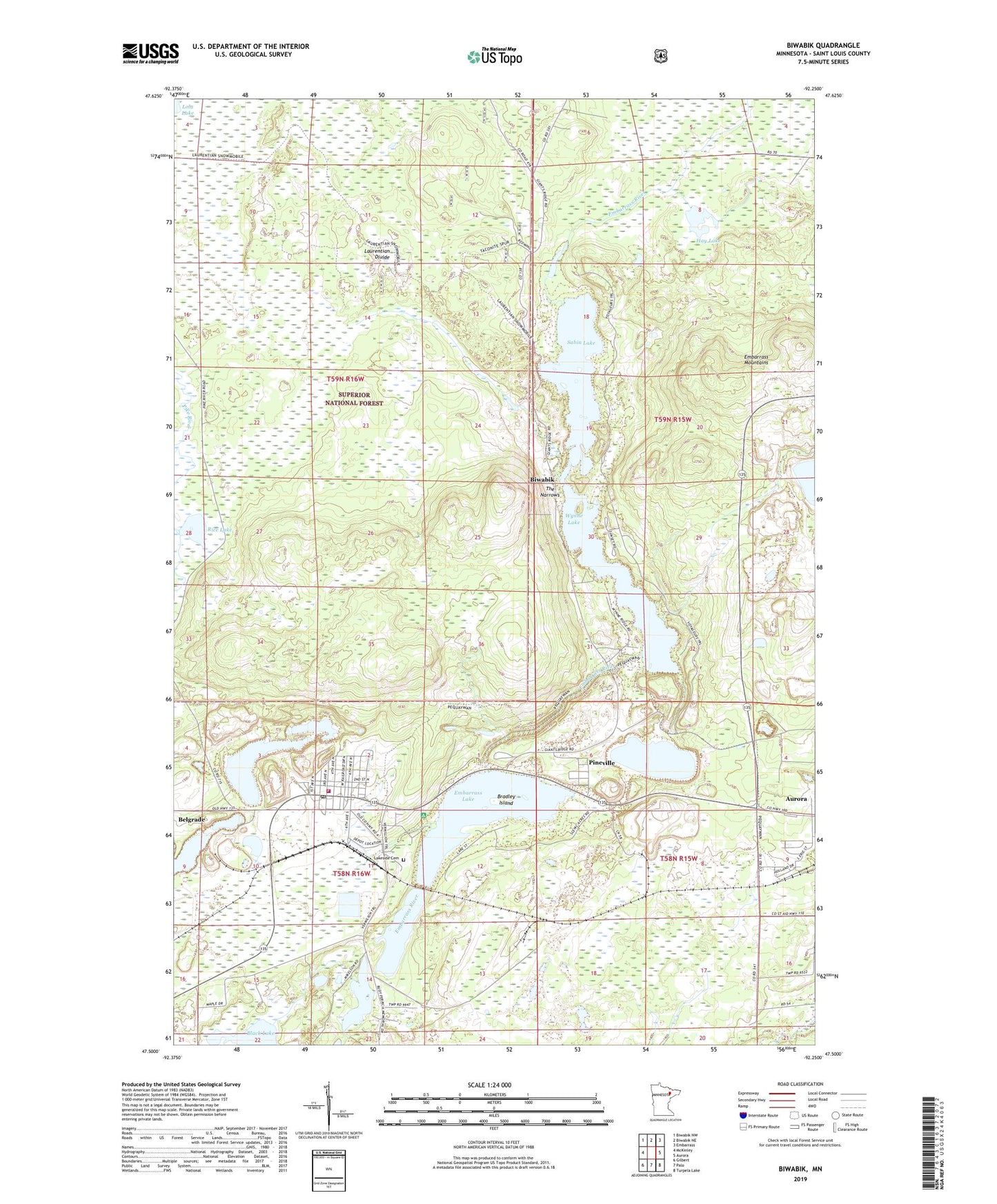 Biwabik Minnesota US Topo Map Image
