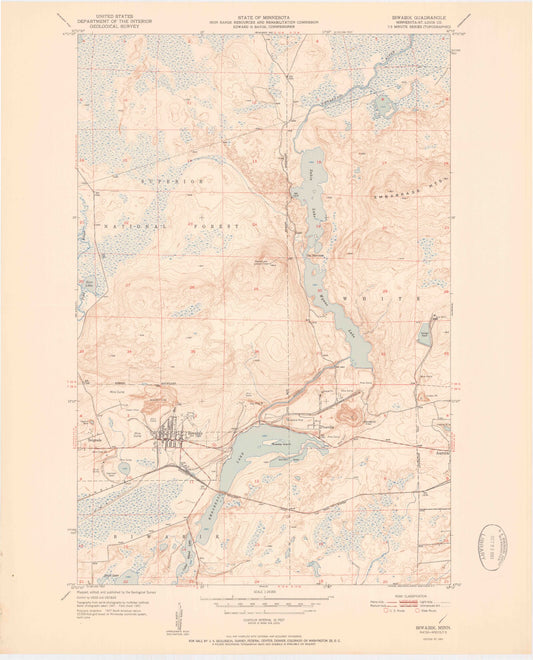 Classic USGS Biwabik Minnesota 7.5'x7.5' Topo Map Image