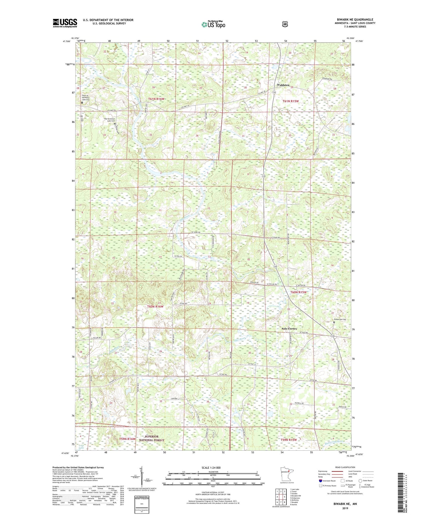 Biwabik NE Minnesota US Topo Map Image