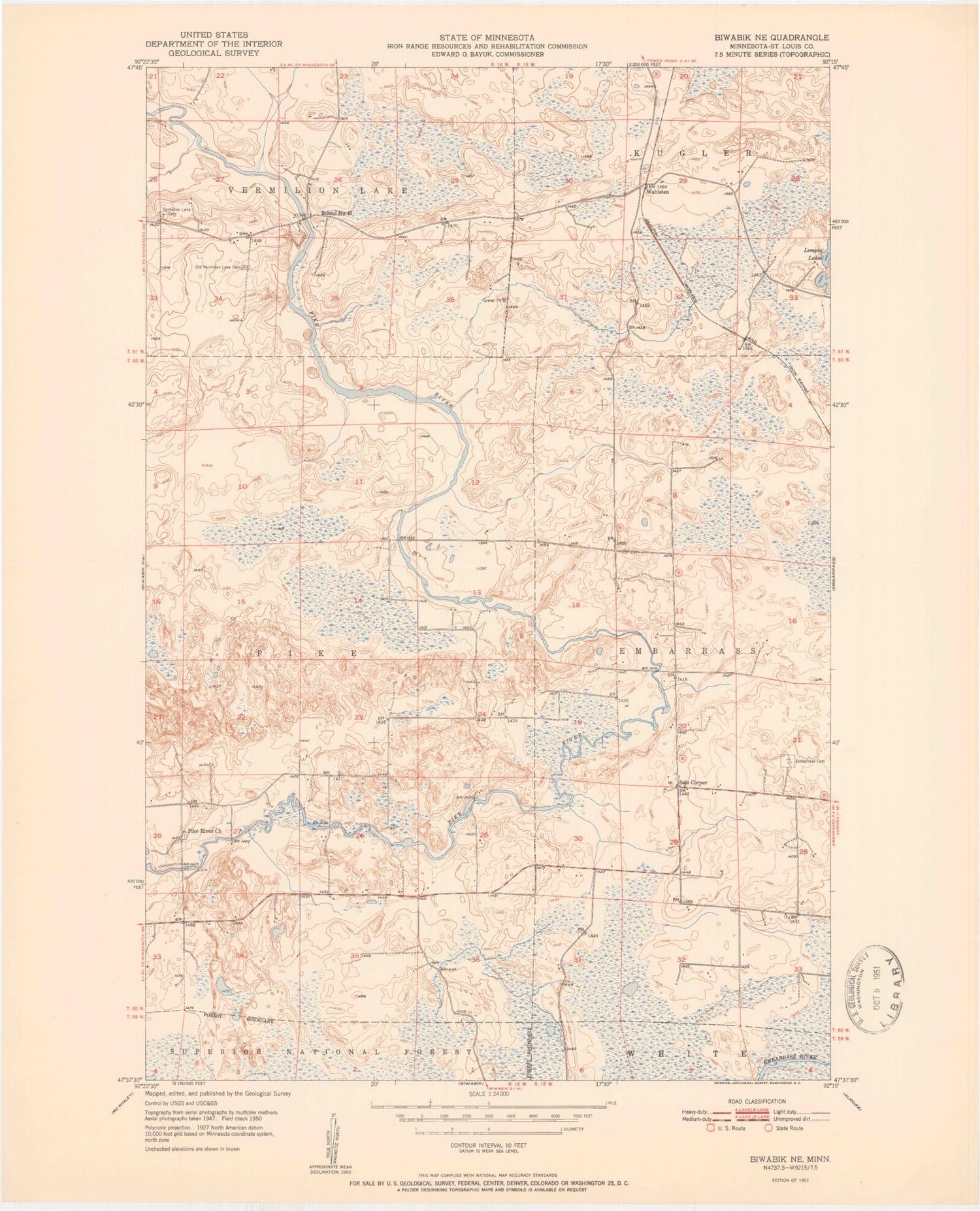 Classic USGS Biwabik NE Minnesota 7.5'x7.5' Topo Map Image