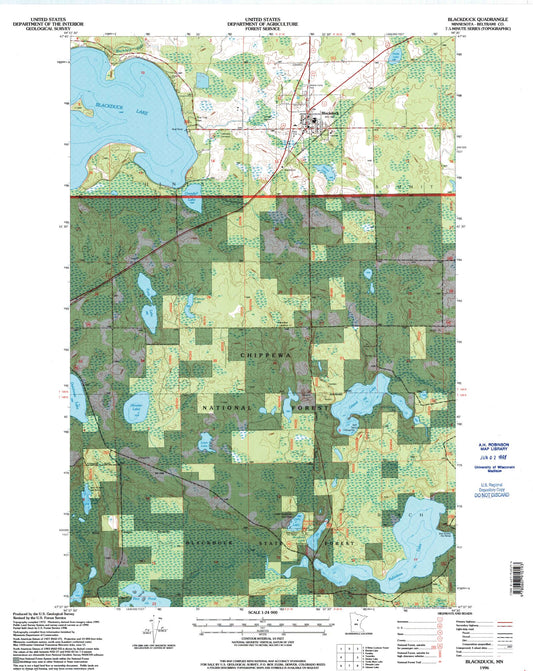 Classic USGS Blackduck Minnesota 7.5'x7.5' Topo Map Image