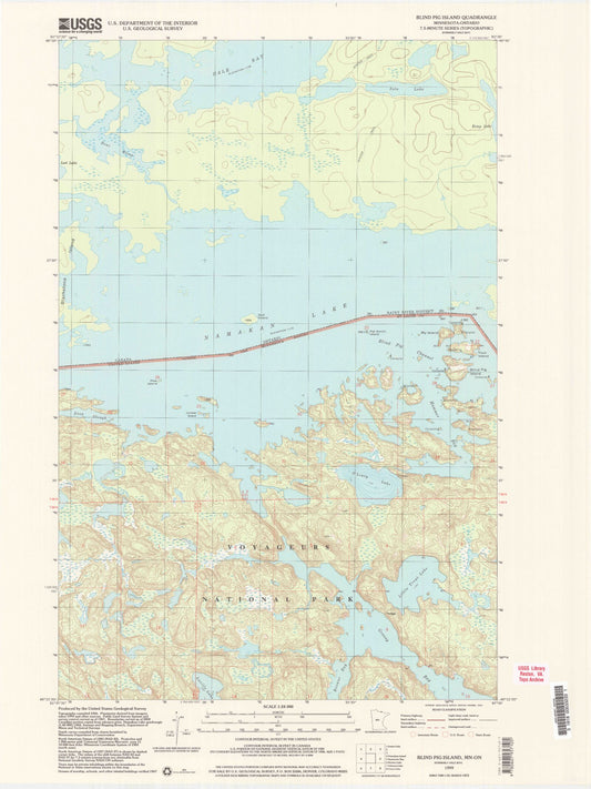Classic USGS Blind Pig Island Minnesota 7.5'x7.5' Topo Map Image