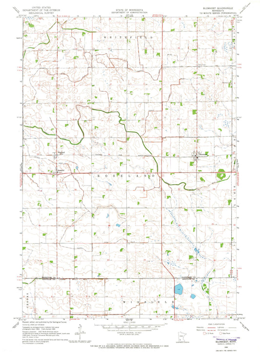 Classic USGS Blomkest Minnesota 7.5'x7.5' Topo Map Image