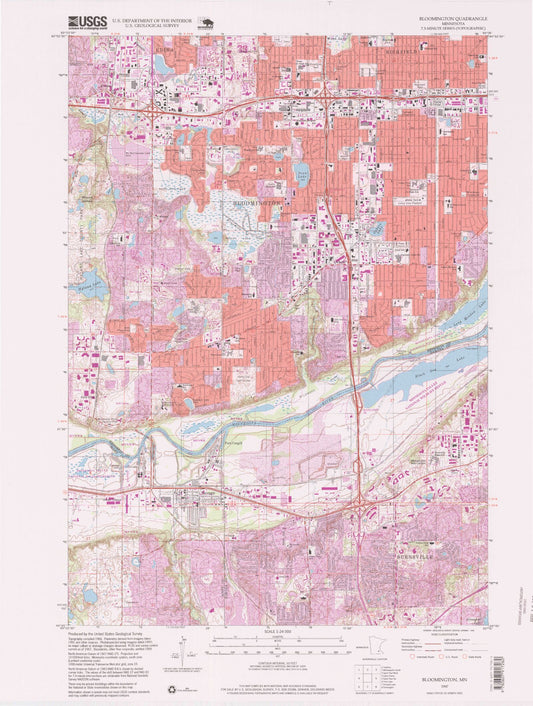 Classic USGS Bloomington Minnesota 7.5'x7.5' Topo Map Image
