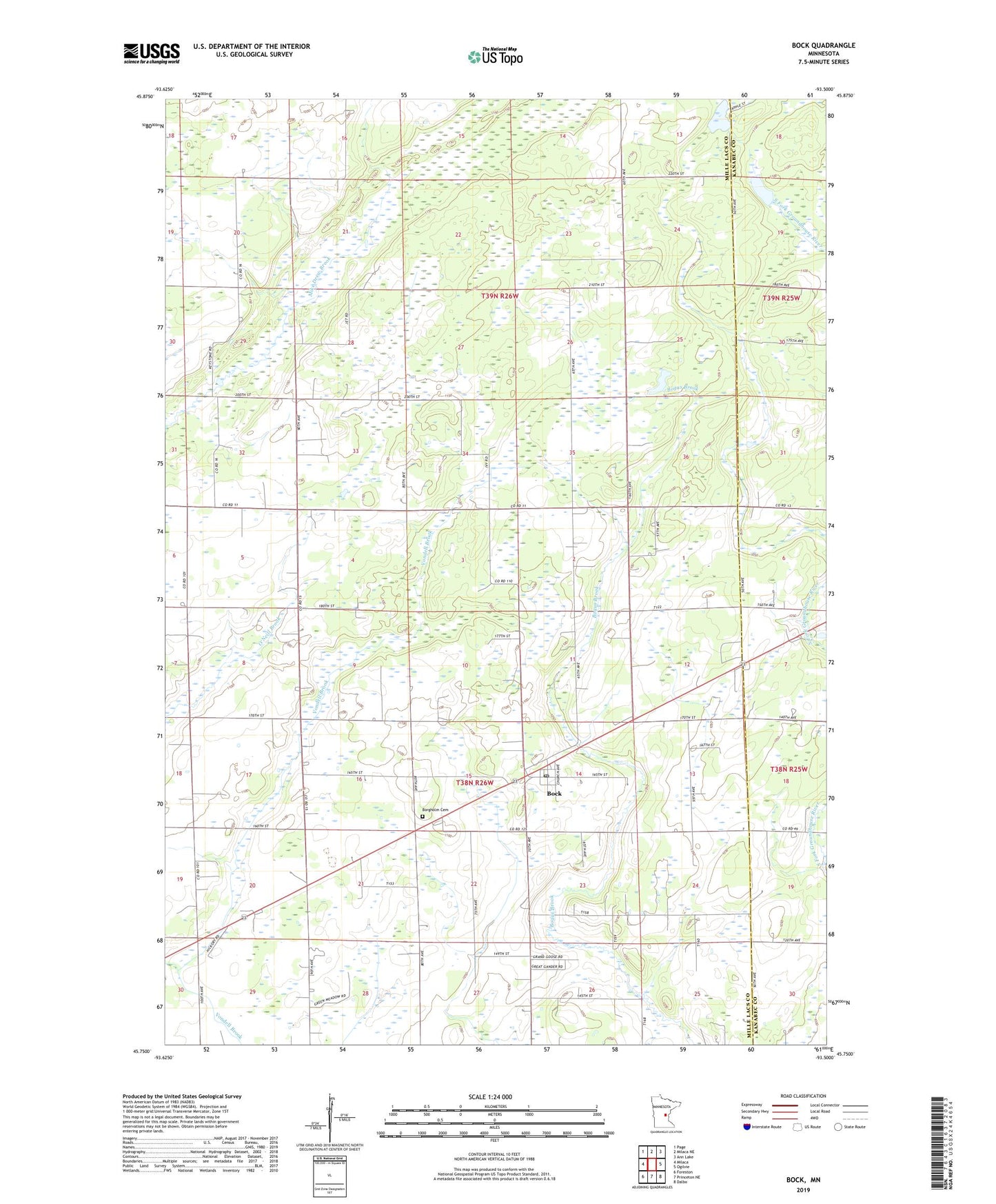 Bock Minnesota US Topo Map Image