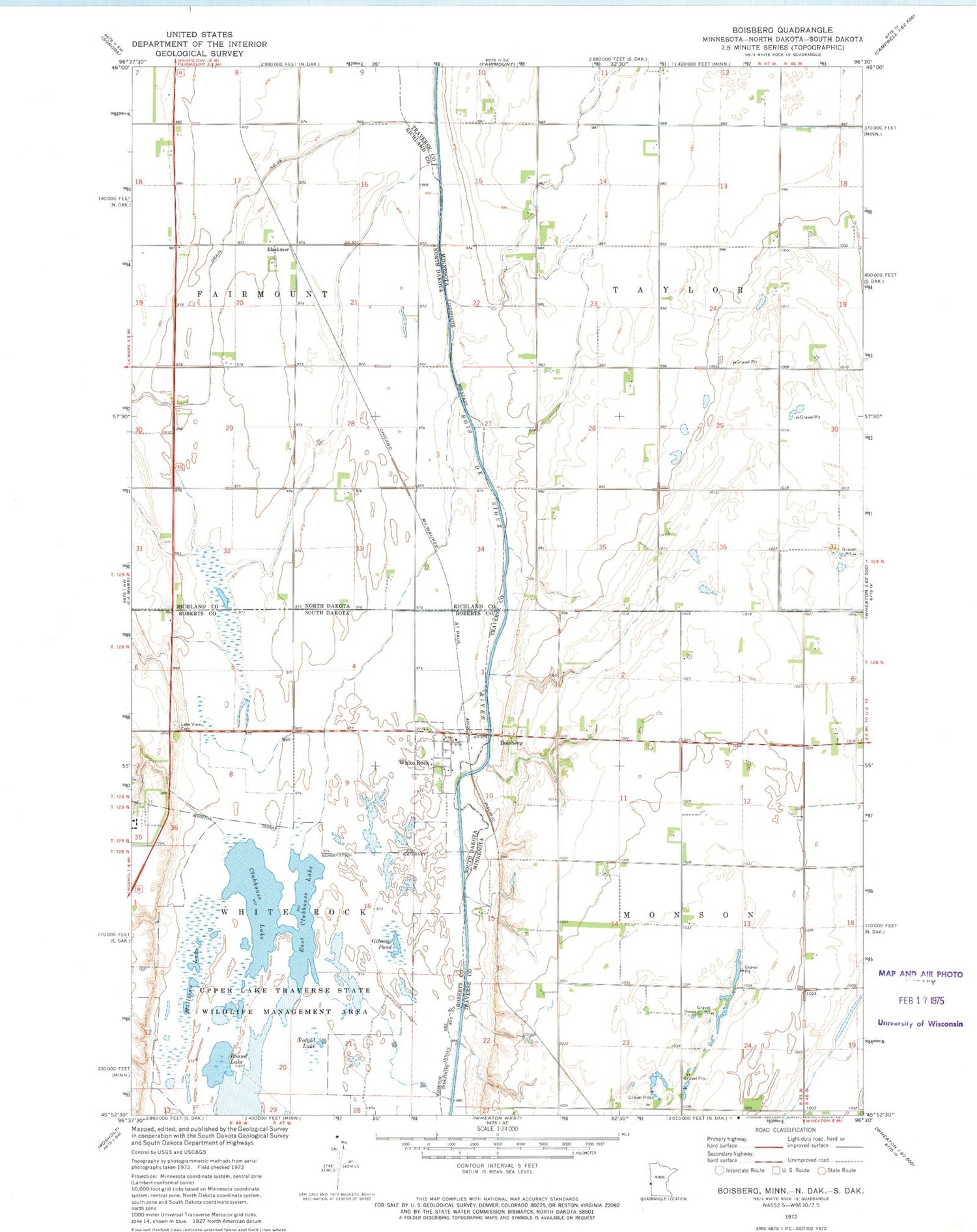 Classic USGS Boisberg Minnesota 7.5'x7.5' Topo Map Image