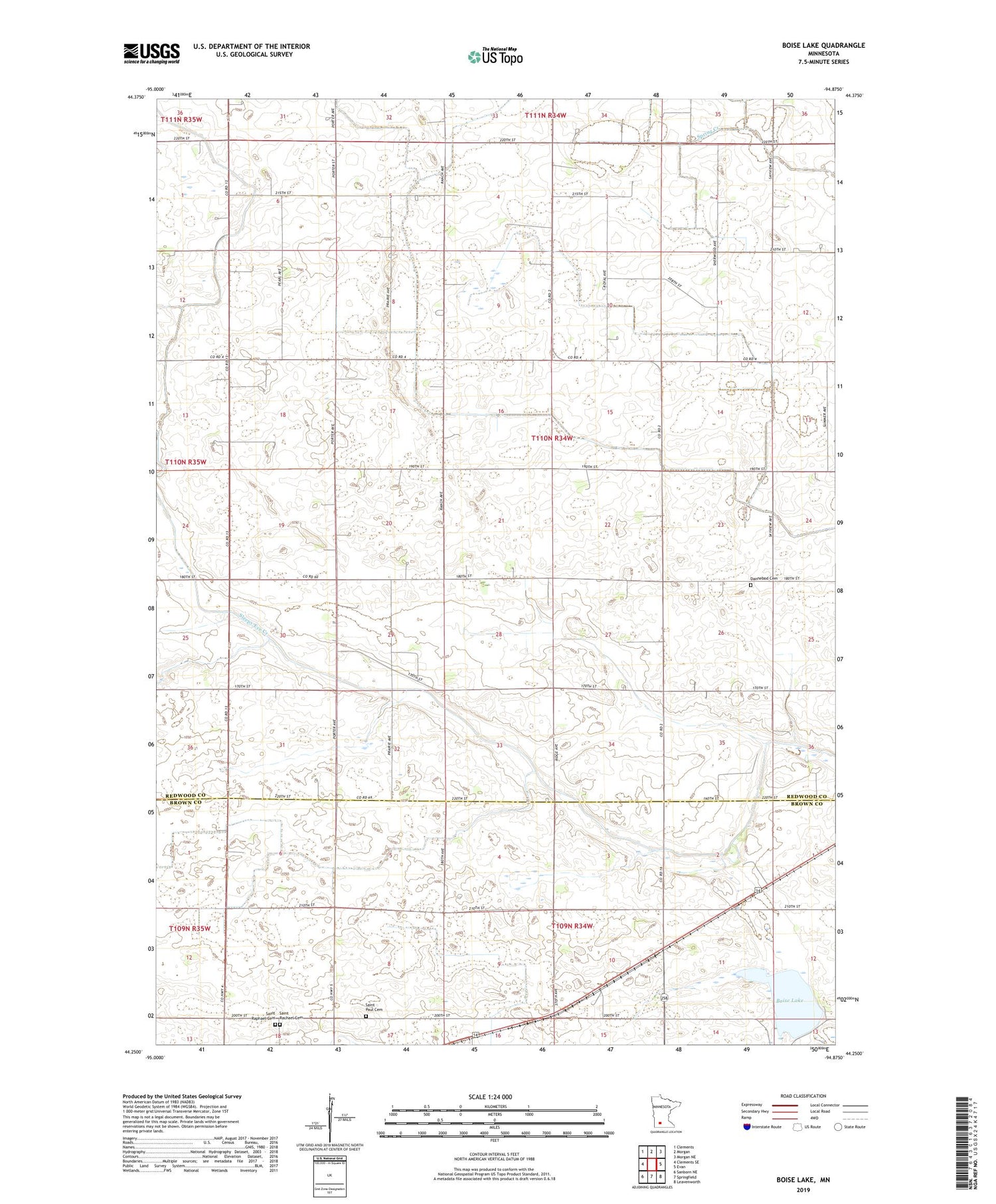 Boise Lake Minnesota US Topo Map Image