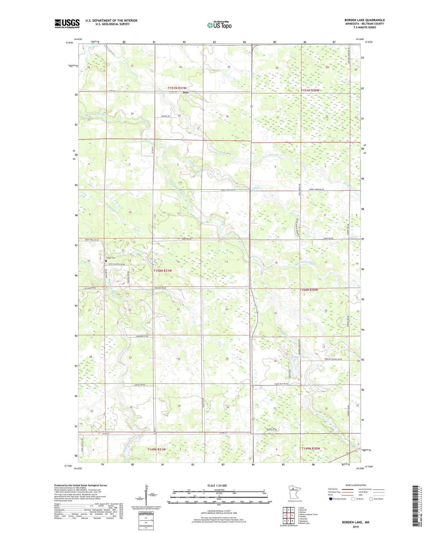 Borden Lake Minnesota US Topo Map Image