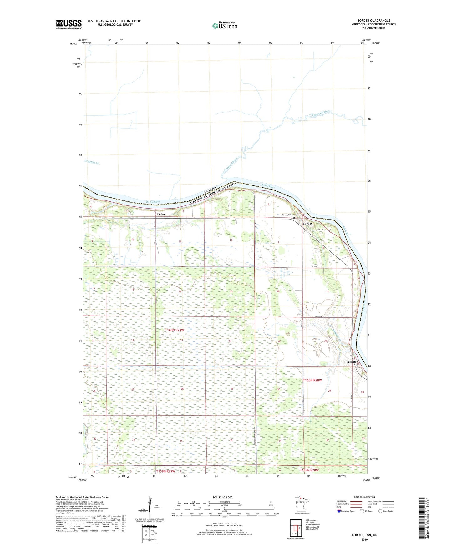 Border Minnesota US Topo Map Image