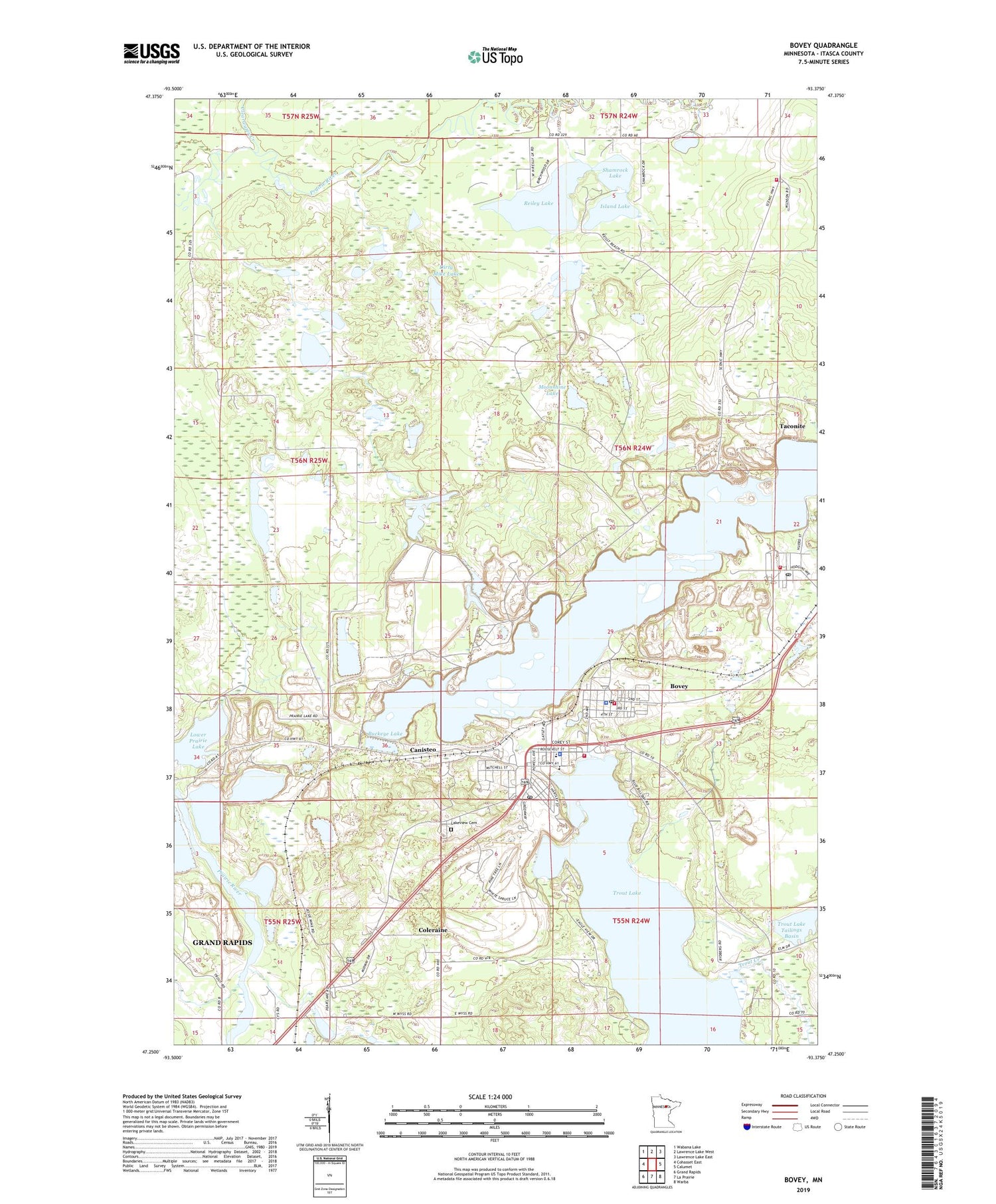 Bovey Minnesota US Topo Map Image