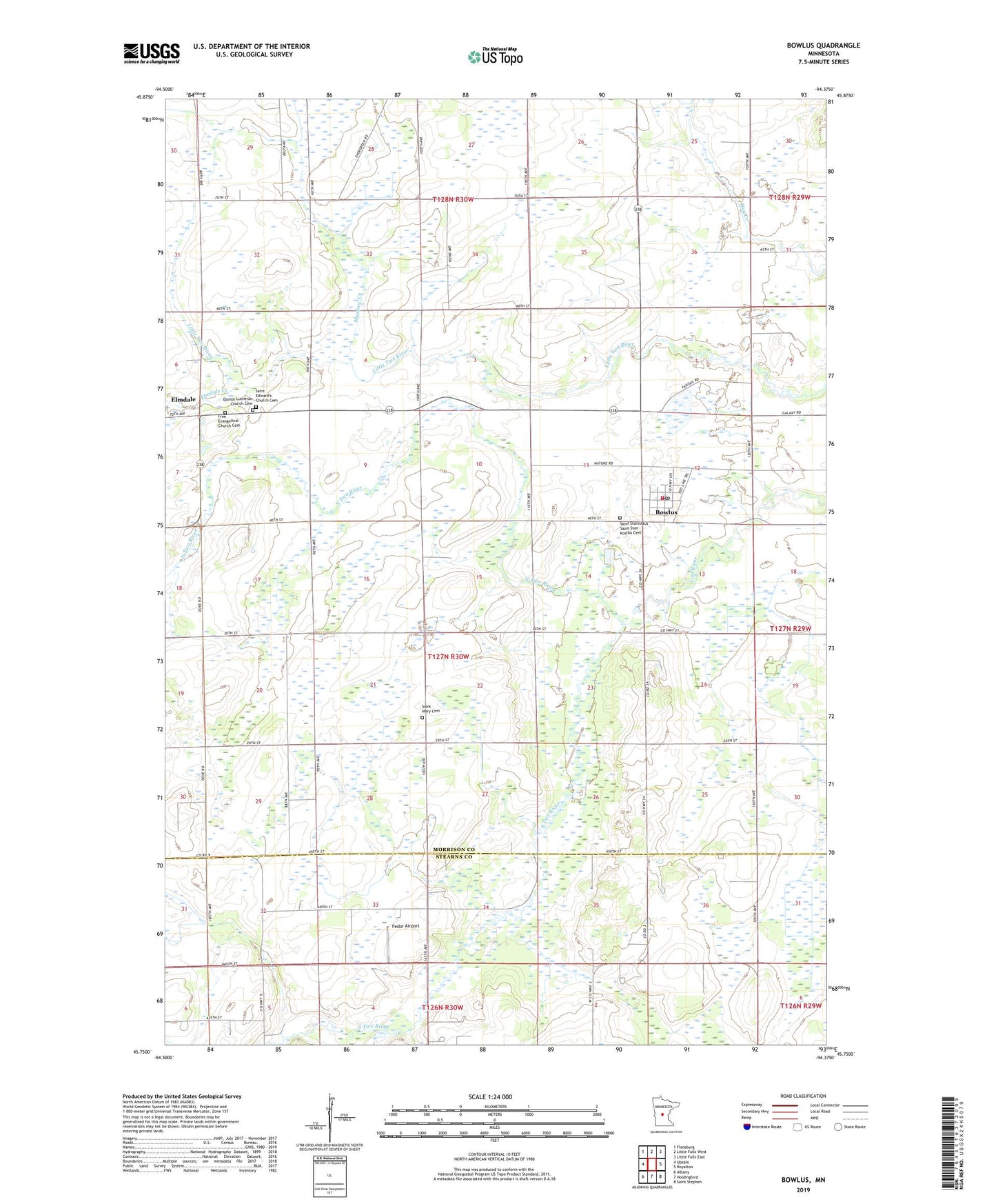 Bowlus Minnesota US Topo Map Image