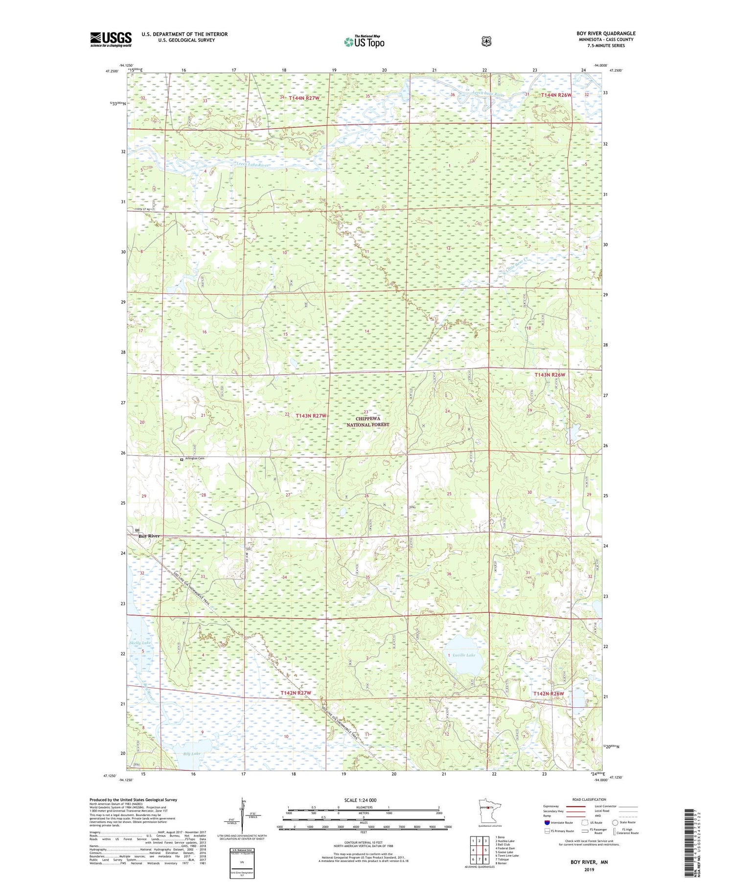 Boy River Minnesota US Topo Map Image