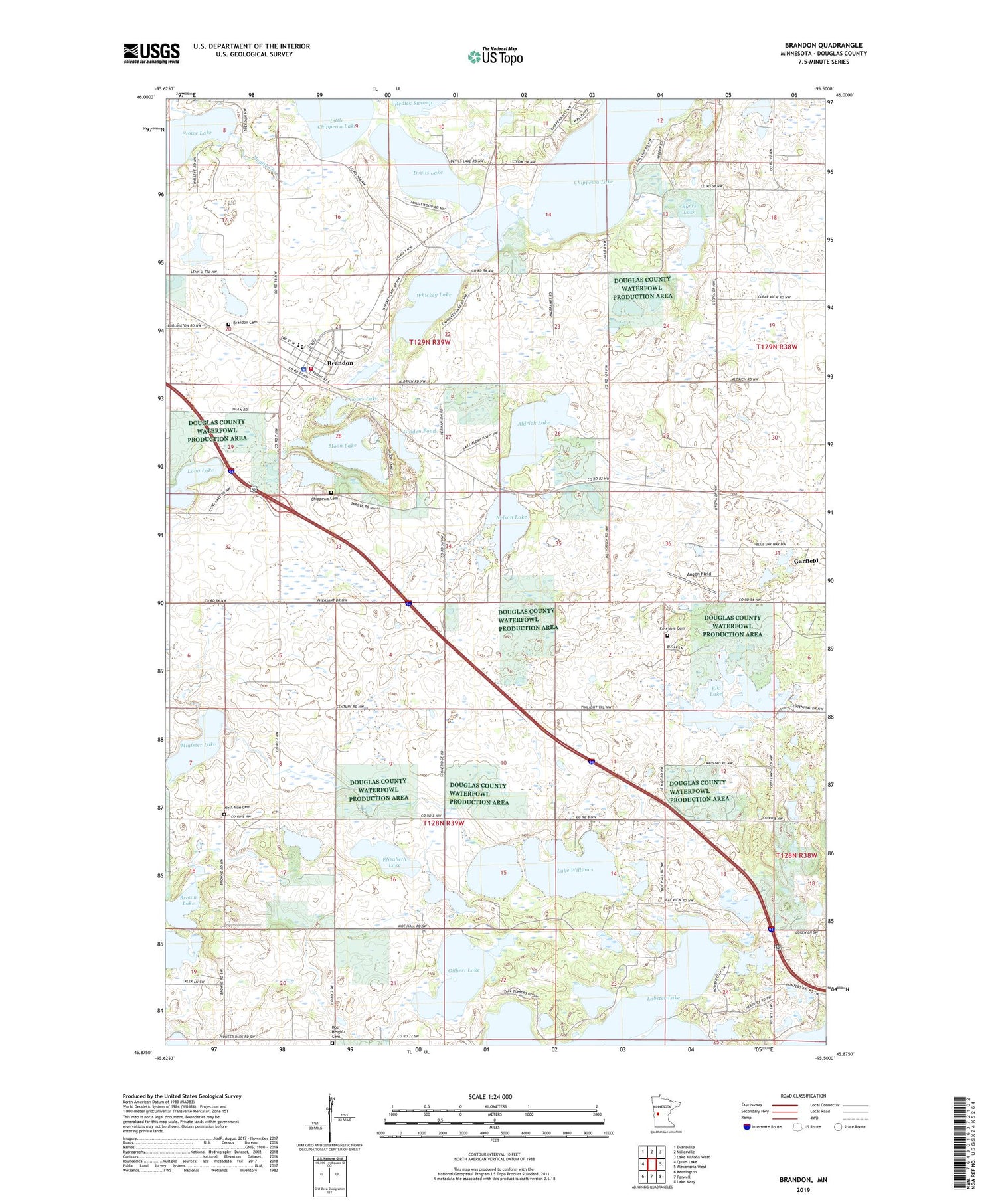 Brandon Minnesota US Topo Map Image