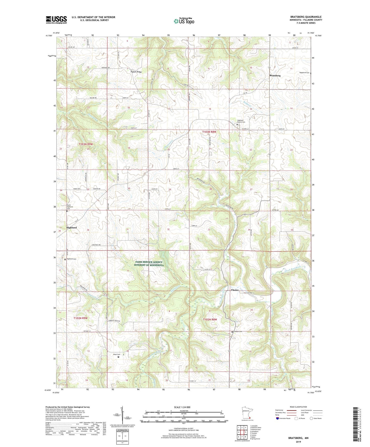 Bratsberg Minnesota US Topo Map Image