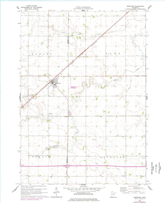 Classic USGS Brewster Minnesota 7.5'x7.5' Topo Map Image