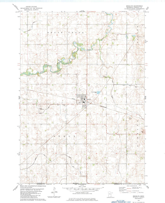 Classic USGS Bricelyn Minnesota 7.5'x7.5' Topo Map Image