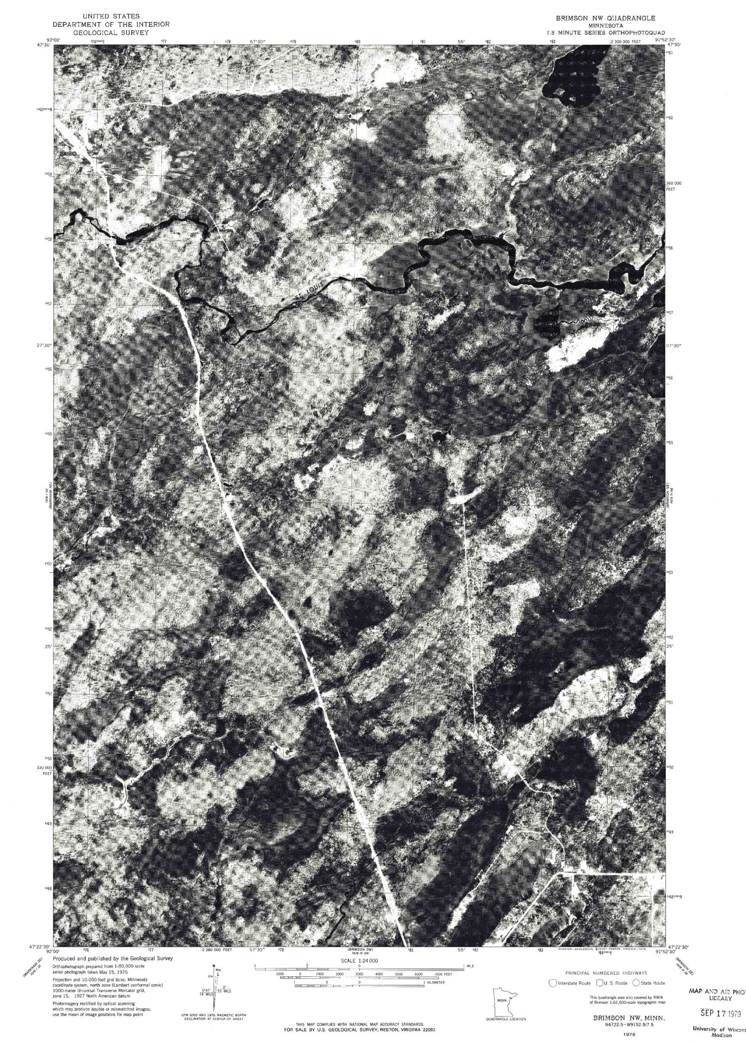 Classic USGS Skibo Minnesota 7.5'x7.5' Topo Map Image