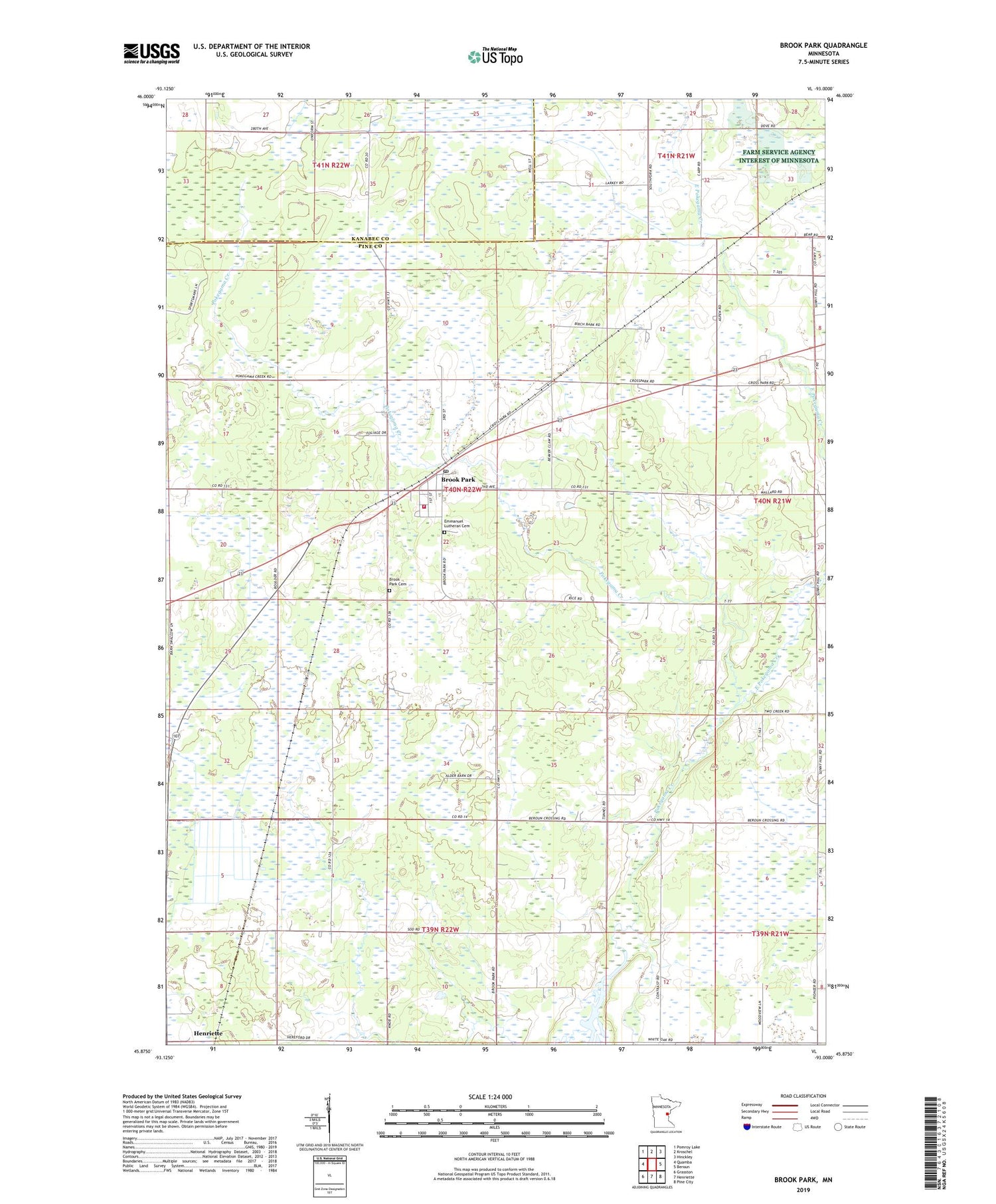 Brook Park Minnesota US Topo Map Image