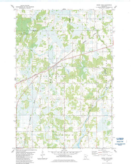 Classic USGS Brook Park Minnesota 7.5'x7.5' Topo Map Image