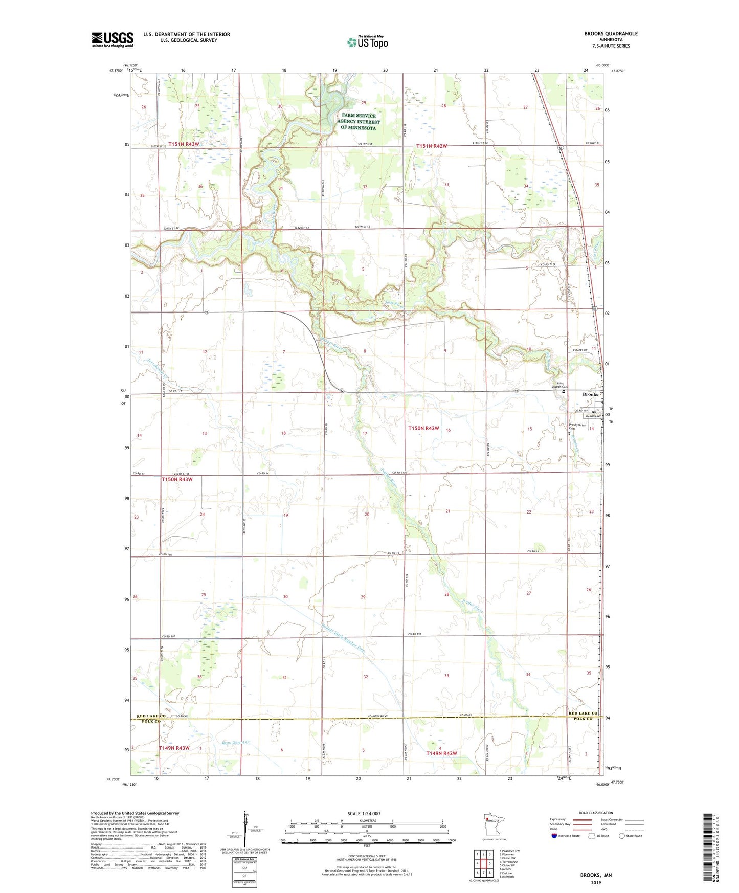 Brooks Minnesota US Topo Map Image