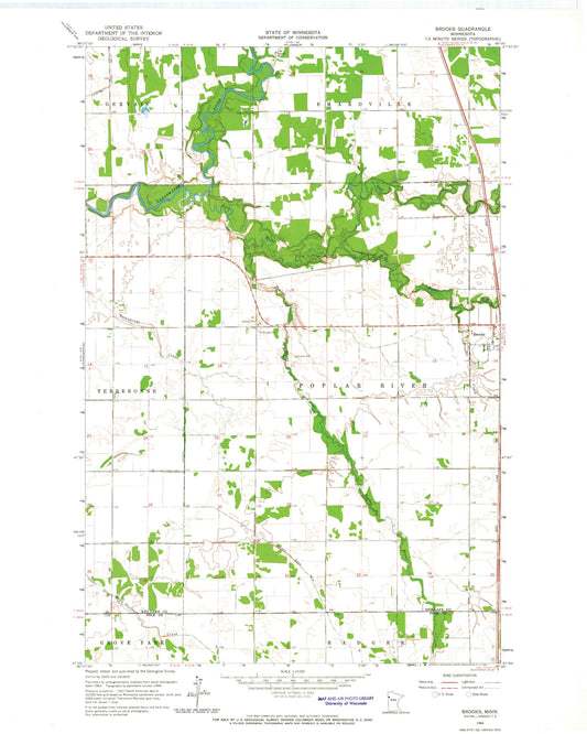 Classic USGS Brooks Minnesota 7.5'x7.5' Topo Map Image