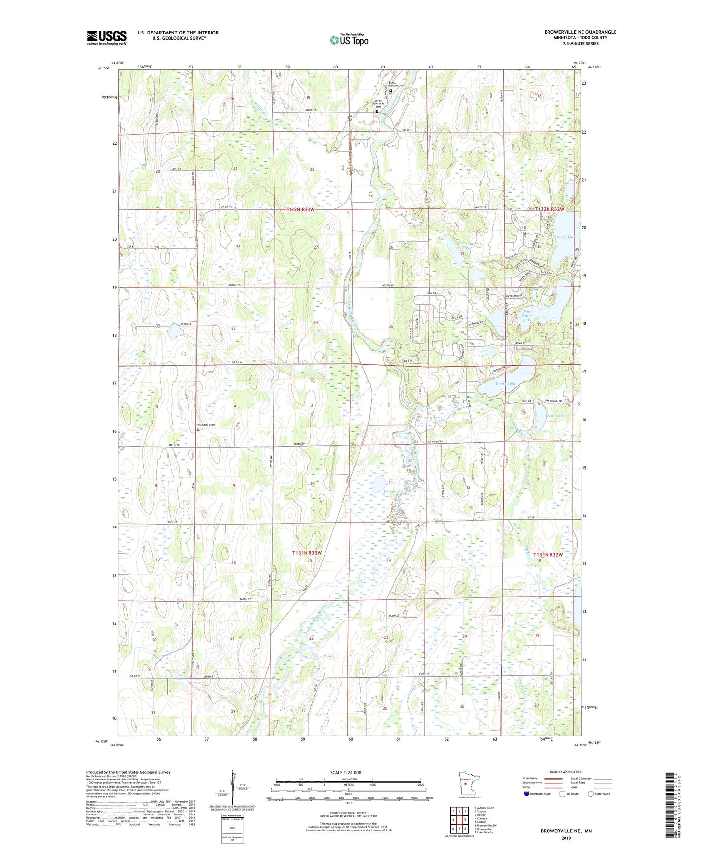 Browerville NE Minnesota US Topo Map Image