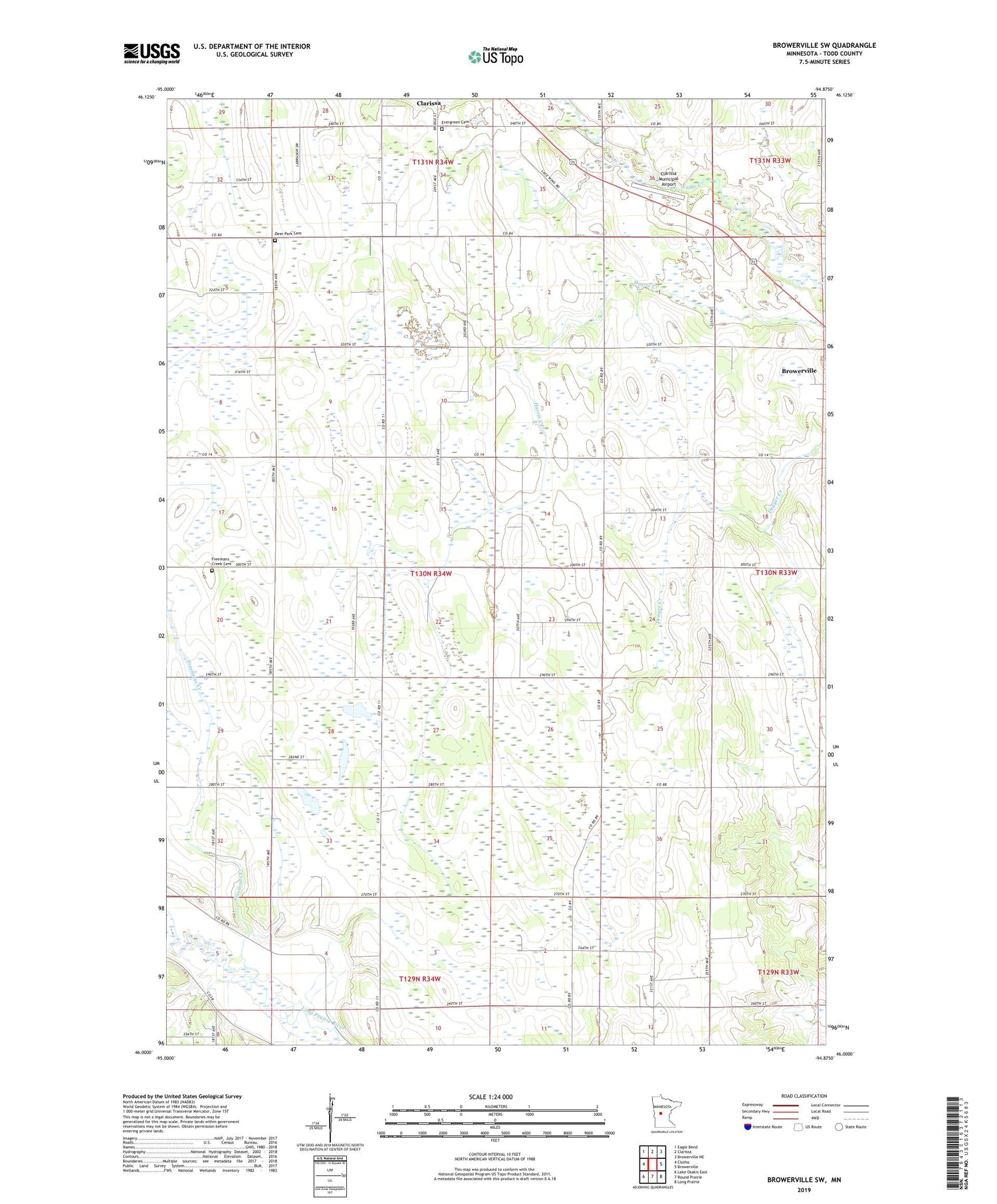 Browerville SW Minnesota US Topo Map Image
