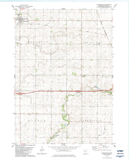 Classic USGS Brownsdale Minnesota 7.5'x7.5' Topo Map Image