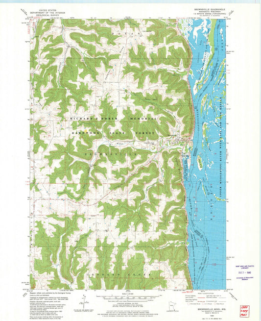 Classic USGS Brownsville Minnesota 7.5'x7.5' Topo Map Image